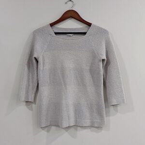 Club Monaco Women’s Sweater Small Italian Cashmere Gray 3/4 Sleeve Minimalist